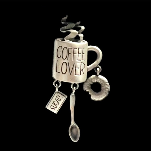 JJ Jonette Co. Jewelry - JJ Jonette Co. Pewter Coffee Lover Pin/Brooch